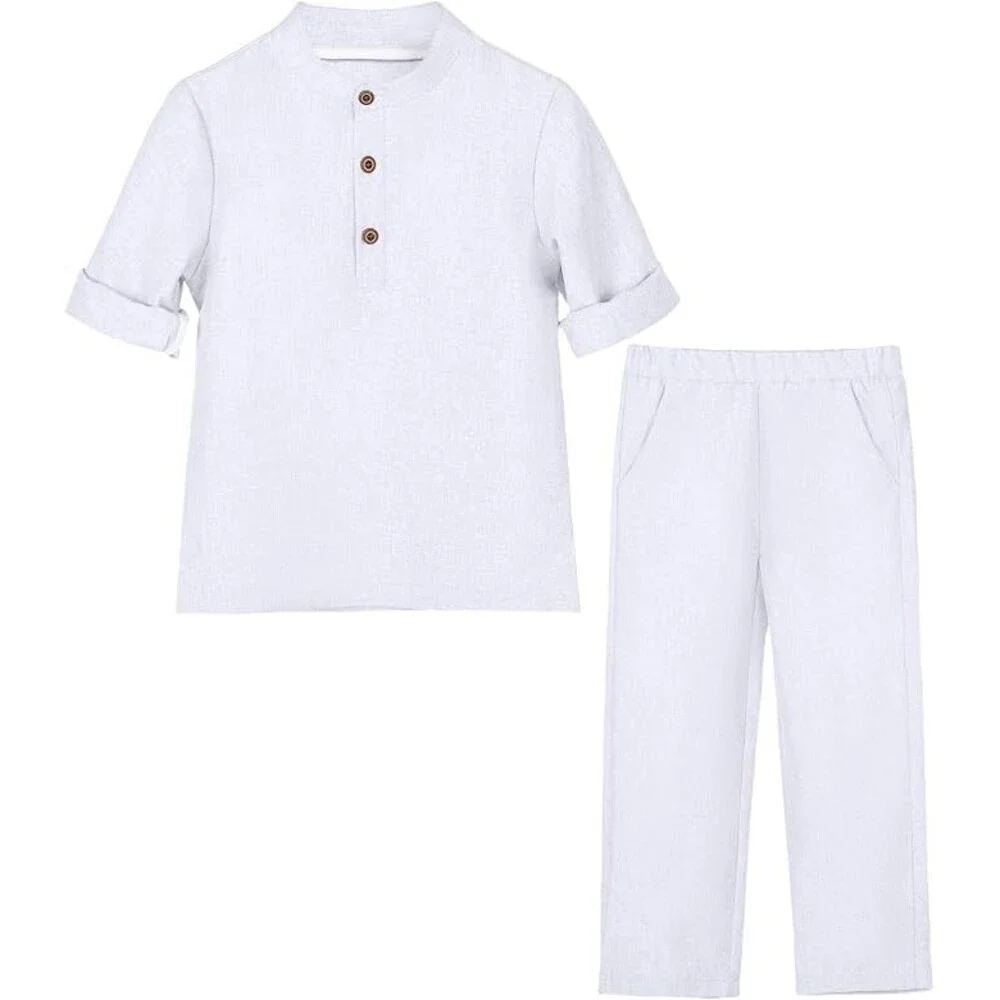 Lycody Boys' White Summer Outfits School Clothes Teen Shirt Pants Set Kids 9